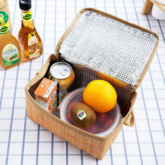 Thermal Wicker-Style Picnic Bag – Insulated Lunch Basket for Outdoor Use