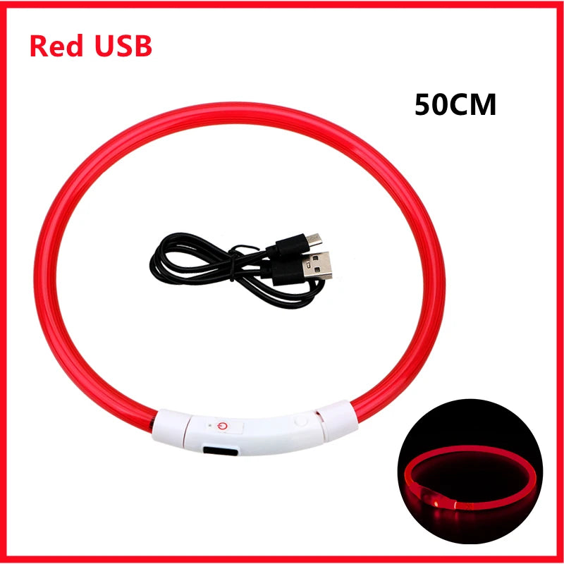 Load image into Gallery viewer, USB Rechargeable LED Dog Collar Adjustable Glowing Safety Collar for Night Walks
