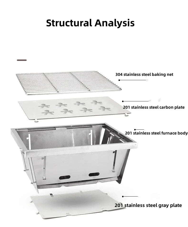 Load image into Gallery viewer, Stainless Steel Barbecue Grill Portable Outdoor Stove IGT Table Stove Folding Firewood Barbecue Camping Stove Heater Firepit
