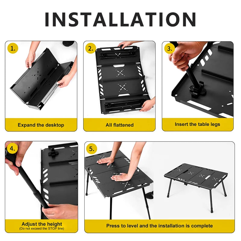 Load image into Gallery viewer, Folding Tactical Camping Table | Adjustable Height Aluminum Alloy | IGT Side Rack Outdoor Desk
