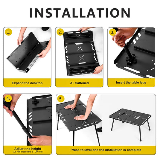 Folding Tactical Camping Table | Adjustable Height Aluminum Alloy | IGT Side Rack Outdoor Desk