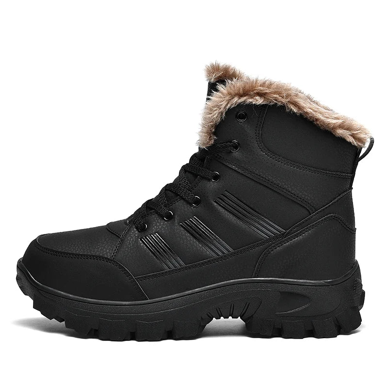 Load image into Gallery viewer, HIKEUP Winter Boots Men Cotton Shoes High Top Snow Boots Outdoor Hiking Shoes Men Waterproof Combat Military Boots Plus Size
