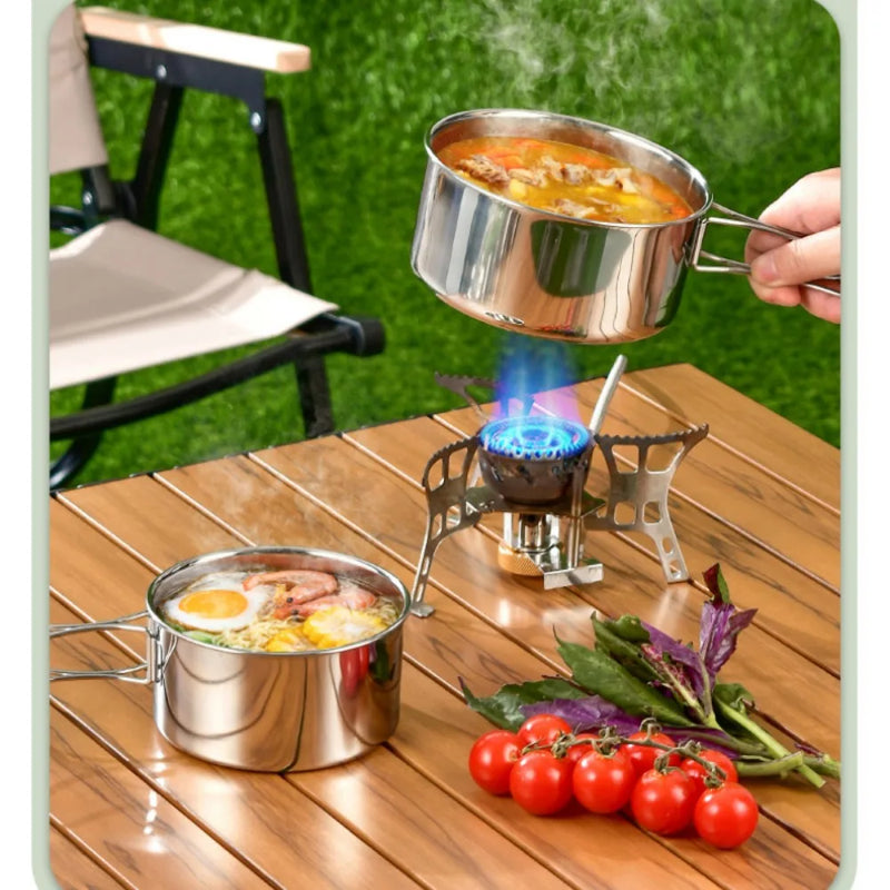 Load image into Gallery viewer, 12PCS Adventure Camp Cook Set | Camping Pots and Pans Family Cookset Non-Toxic 304 Stainless Steel
