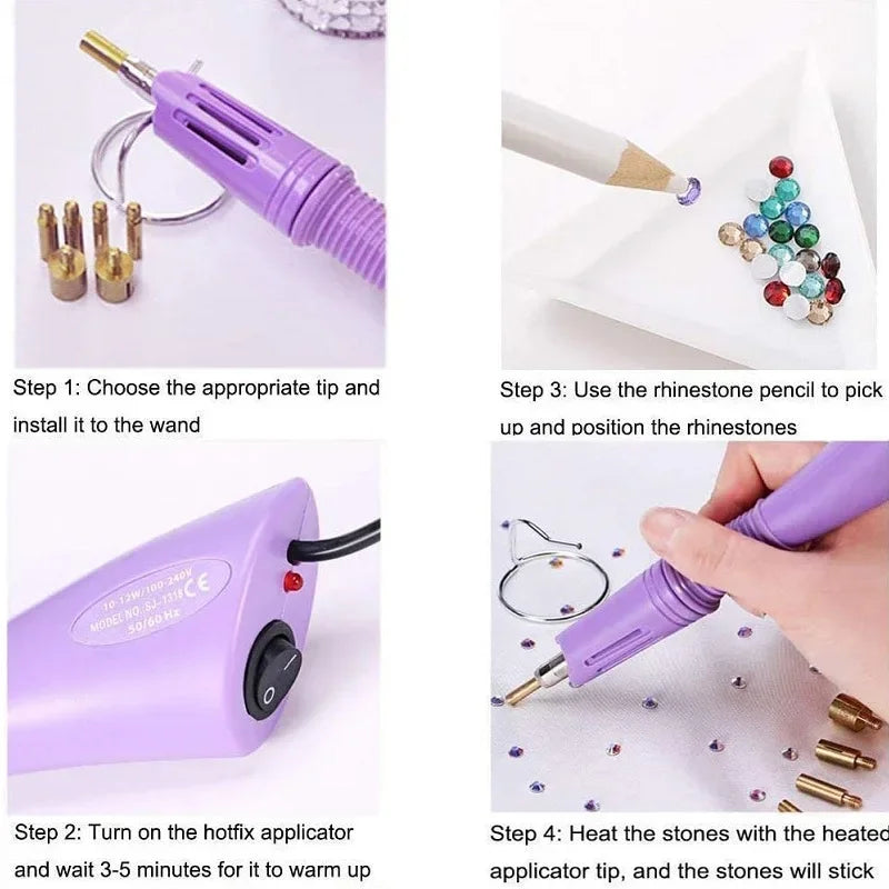 Load image into Gallery viewer, Rhinestone Setter, Hot Fix Applicator Tool Bedazzler Kit with rhinestones, Tool Gun, Hot Fixed Wand for Clothes Clothing Fabric
