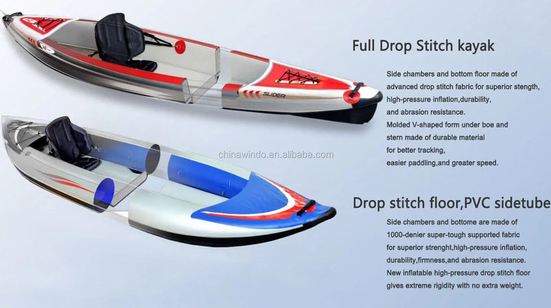 Load image into Gallery viewer, 420Cm 2 Person Inflatable Canoekayak Fishing Boat Drop Stitch Floor Boat Kayak
