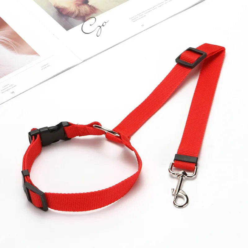 Load image into Gallery viewer, Solid Color Two-in-one Pet Car Seat Belt Nylon Lead Leash Backseat Safety Belt Adjustable Dogs Harness Collar Pet Accessories
