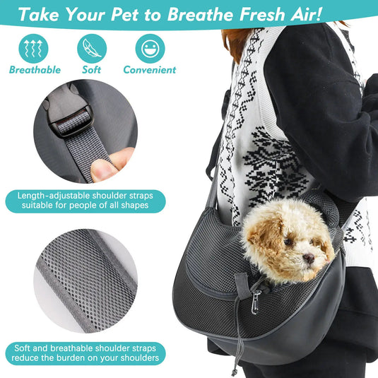 Pet Carrier Shoulder Bag Crossbody Mesh Sling for Small Dogs & Cats