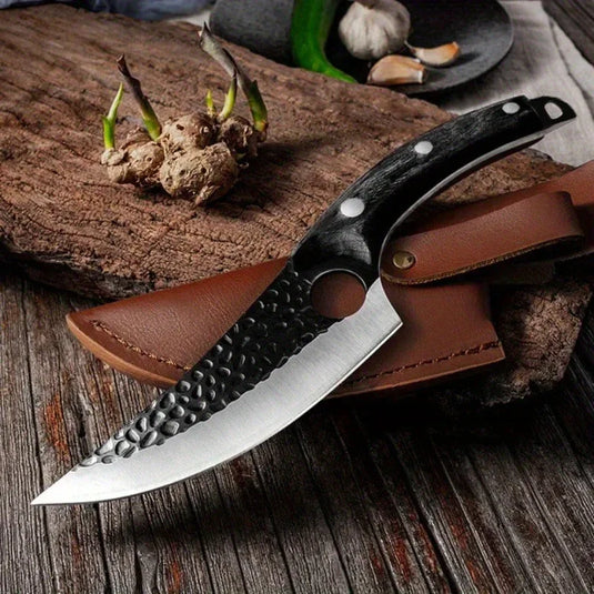 Perforated design wood handle multi-purpose kitchen knife,long sharp boning knife, professional chef's knife,kitchen accessories