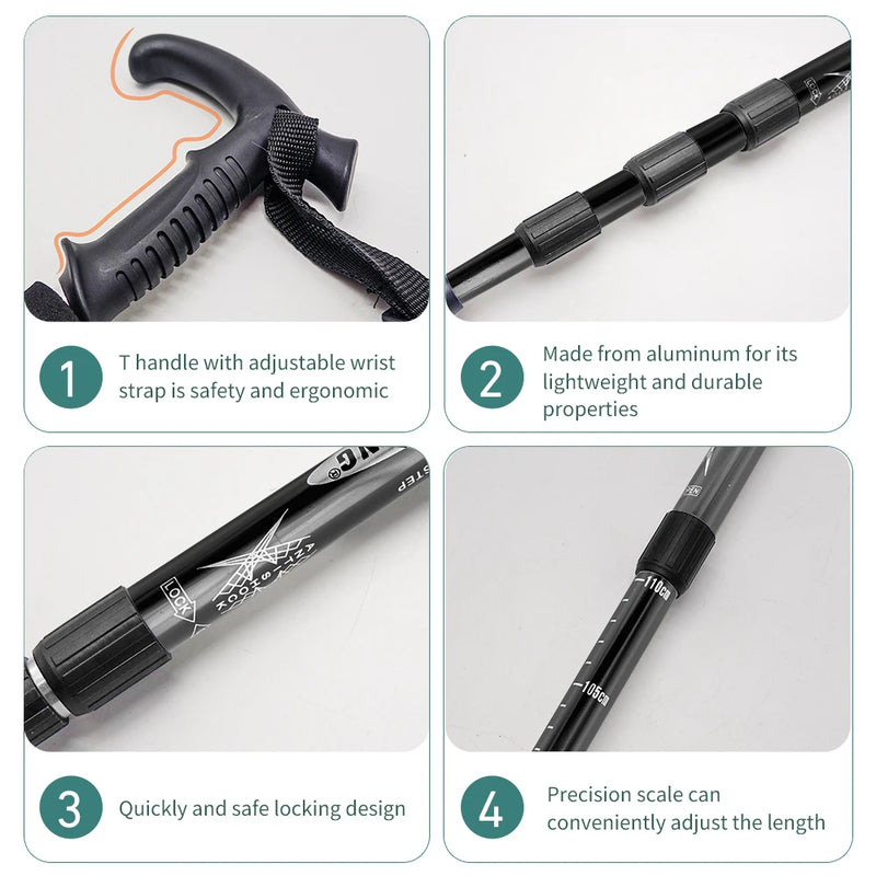 Load image into Gallery viewer, WEST TUNE Outdoor Folding Trekking Pole | 4-Section Portable Walking Stick for Hiking
