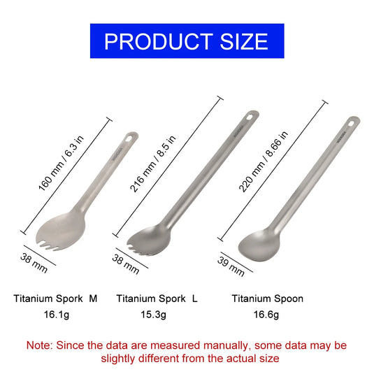 Titanium Camping Spork | Ultralight Fork Spoon Tableware | Hiking Picnic Travel Dinnerware