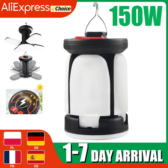 Solar LED Leaf Camping Lantern | 6-Mode USB Rechargeable Tent Light | Portable Outdoor Hanging Lamp