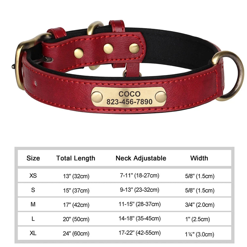 Load image into Gallery viewer, Custom Engraved Leather Dog Collar Soft Padded ID Tag Collar for All Dog Sizes
