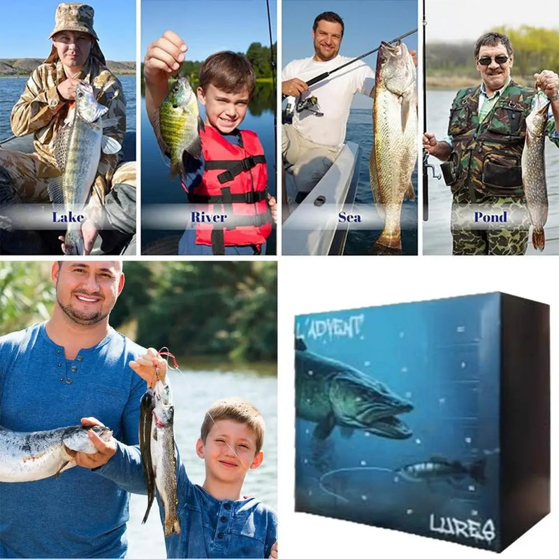 Load image into Gallery viewer, Fishing Tackle Advent Calendar Fishing Lures Set Fishing Gear Countdown Calendar Adults Kids Men Women Christmas Fish Bait Gifts
