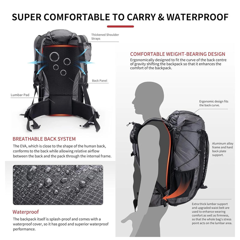 Load image into Gallery viewer, 60L Internal Frame Backpack | Rain Cover Hiking Pack | Multi-Day Waterproof Rucksack
