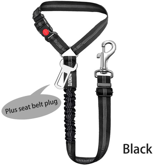 2-in-1 Reflective Pet Harness & Car Seat Belt Shock-Absorbing Travel Leash for Dogs and Cats
