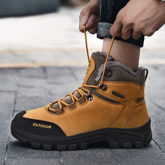 Men's outdoor hiking shoes waterproof wear mountain running travel high top plus velvet boots field hiking tactical boots