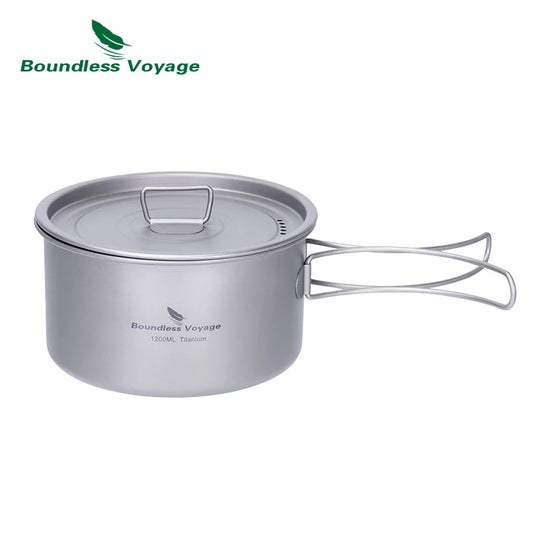 Boundless Voyage Lightweight Titanium Pot | Outdoor Portable Cooking Set Backpacking Pot