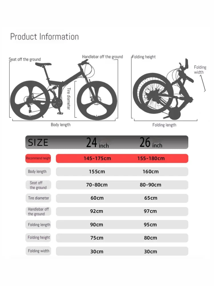 Load image into Gallery viewer, Gear-Shifting Folding Mountain Bike – 26-Inch, 24-Speed, Soft-Tail Carbon Steel Frame
