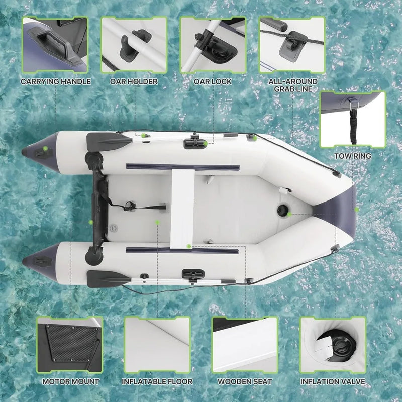 Load image into Gallery viewer, Inflatable Boat Kayak Set with Aluminum Oars, Mini Foot-Pump, Carry Bag and Repair Kit
