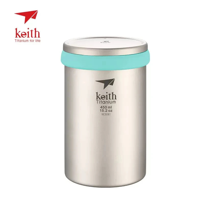 Load image into Gallery viewer, Titanium Double Wall Mug with Tea Infuser | 450ml Camping Tea Coffee Maker | Titanium Strainer Cup
