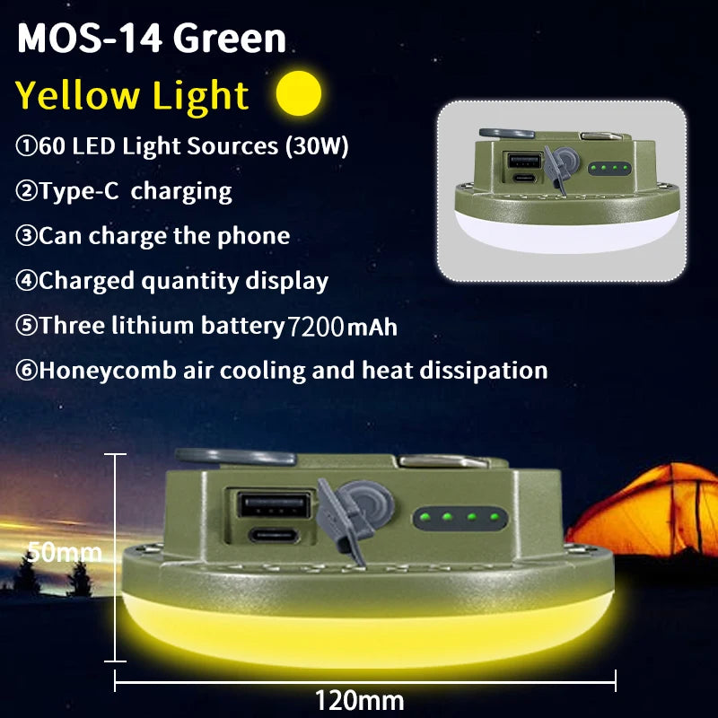 Load image into Gallery viewer, 30W LED Camping Lantern 7200mAh | Rechargeable Portable Tent Light | High-Power Outdoor Lamp
