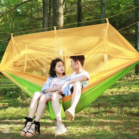 Ultra-Light Nylon Camping Hammock with Mosquito Net – Aerial Tent Style
