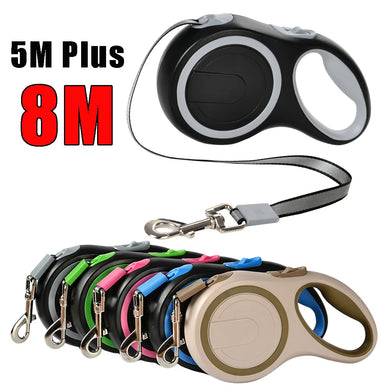 Retractable Dog Leash 5M/8M Durable Nylon Pet Lead for Small to Large Dogs & Cats