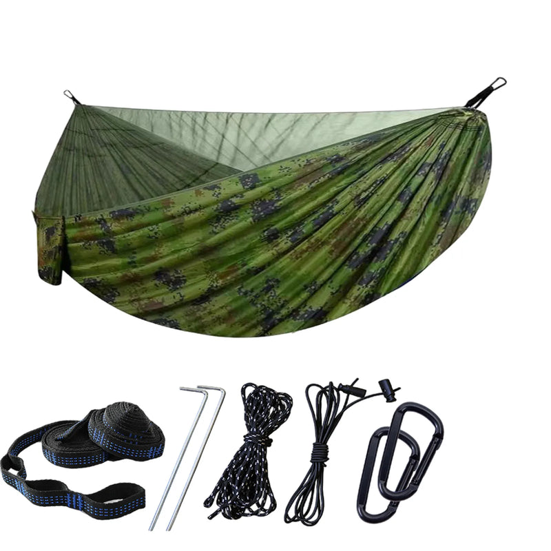 Load image into Gallery viewer, Double/Single Camping Hammock with Mosquito Net &amp; Tree Straps
