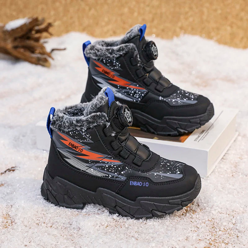 Load image into Gallery viewer, New Children Snow Boots Trendy All-match Kid Winter Thick Bottom Cotton Shoe Mid Top Warm Girl Boy Anti-slip Wear-resistant Boot
