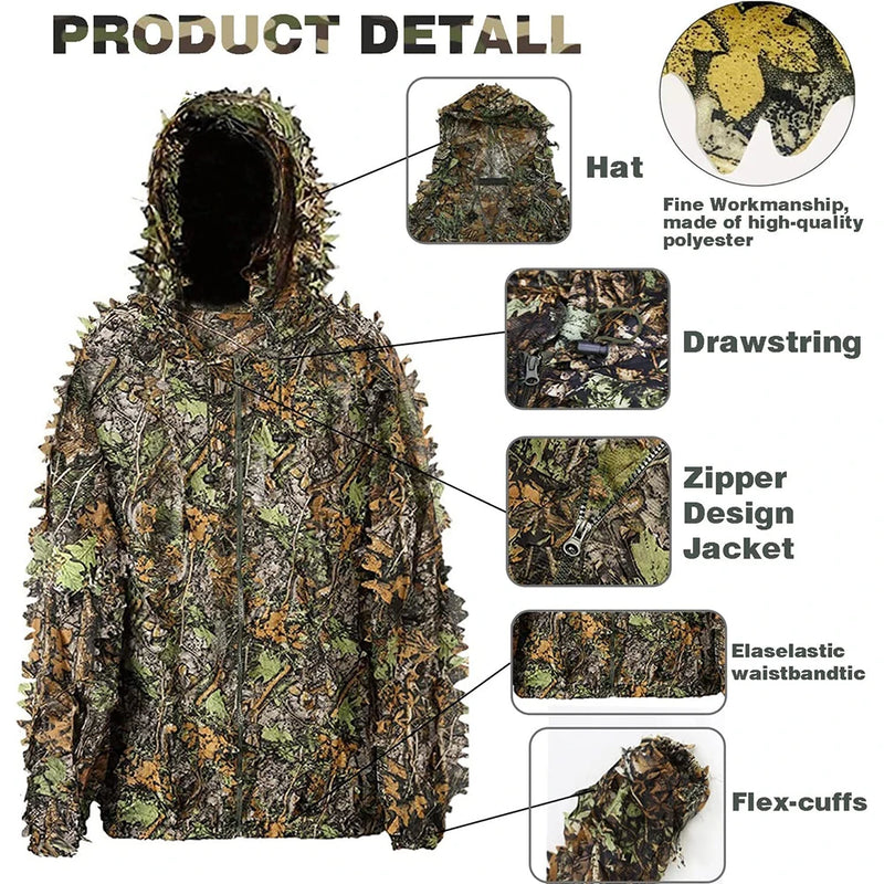 Load image into Gallery viewer, Hunting Ghillie Suit 3D Leafy Camo Military and Shooting Accessories Tactical Gear Clothing for Airsoft Wildlife Photography
