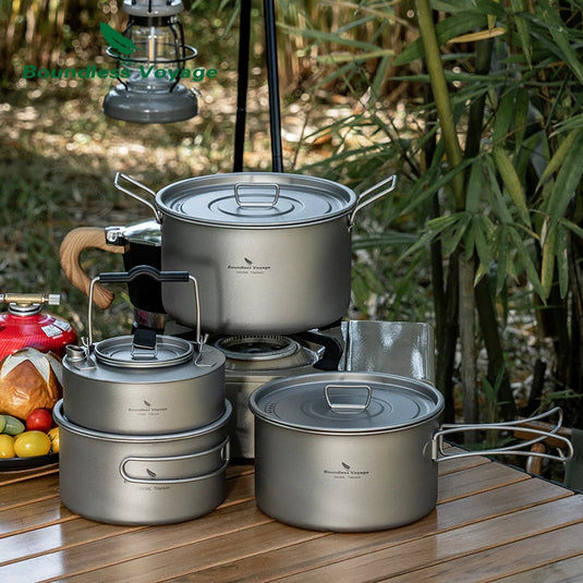Boundless Voyage Lightweight Titanium Pot | Outdoor Portable Cooking Set Backpacking Pot