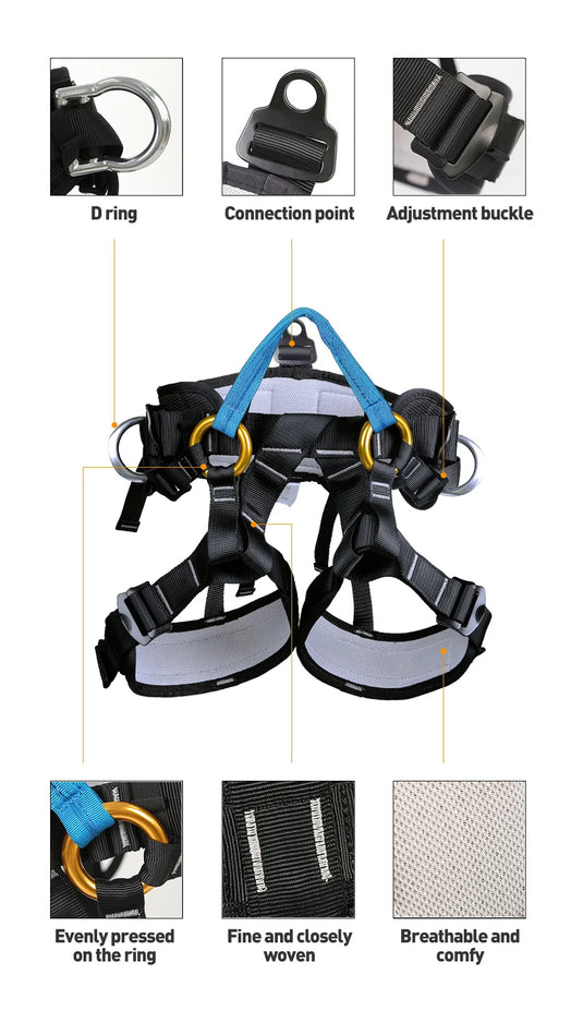 XINDA Camping Outdoor Hiking Rock Climbing Half Body Waist Support Safety Belt Climbing tree Harness Aerial Sports Equipment