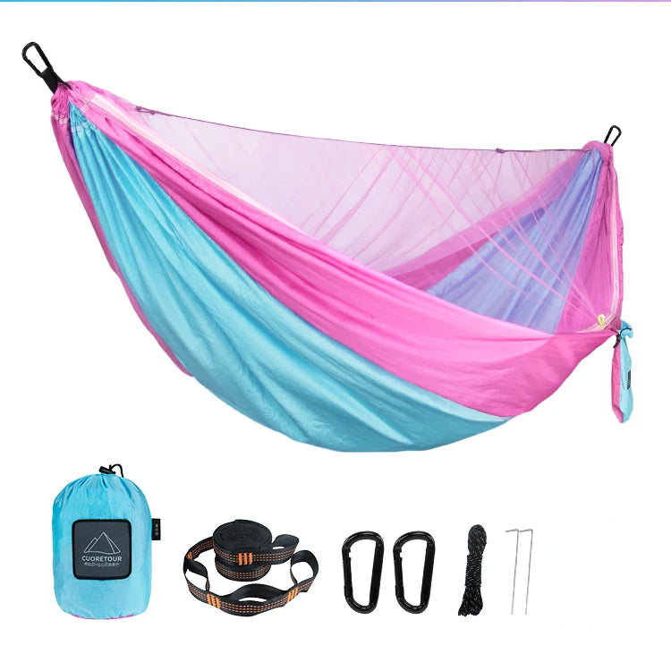Load image into Gallery viewer, Outdoor Camping Hammock with Mosquito Net – 290x140cm Travel Swing Bed
