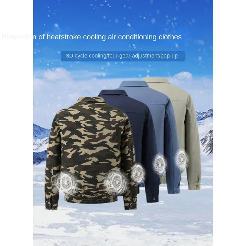 Load image into Gallery viewer, New Fashion Air Conditioning Clothes Men&#39;S Summer Outdoor Refrigeration Work Clothes Outdoor Workers Site Cooling Fan Jacket
