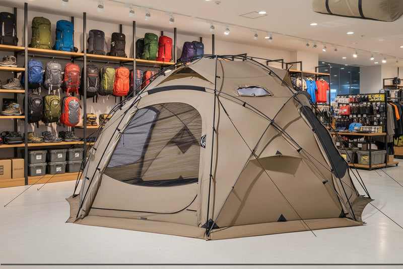 Load image into Gallery viewer, Hemispherical camping tent with specifications on a white background
