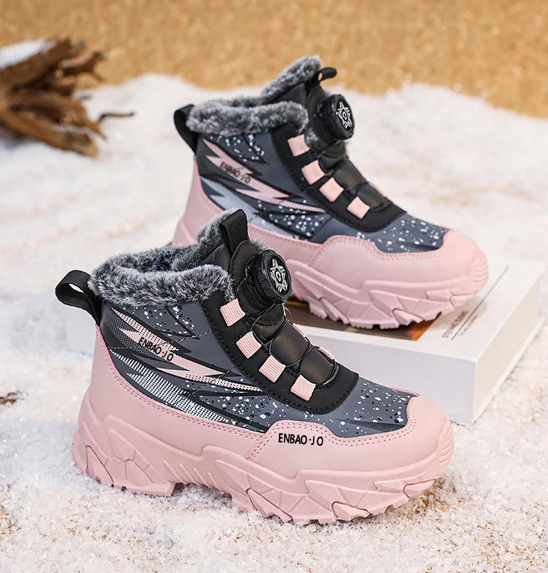 Load image into Gallery viewer, New Children Snow Boots Trendy All-match Kid Winter Thick Bottom Cotton Shoe Mid Top Warm Girl Boy Anti-slip Wear-resistant Boot
