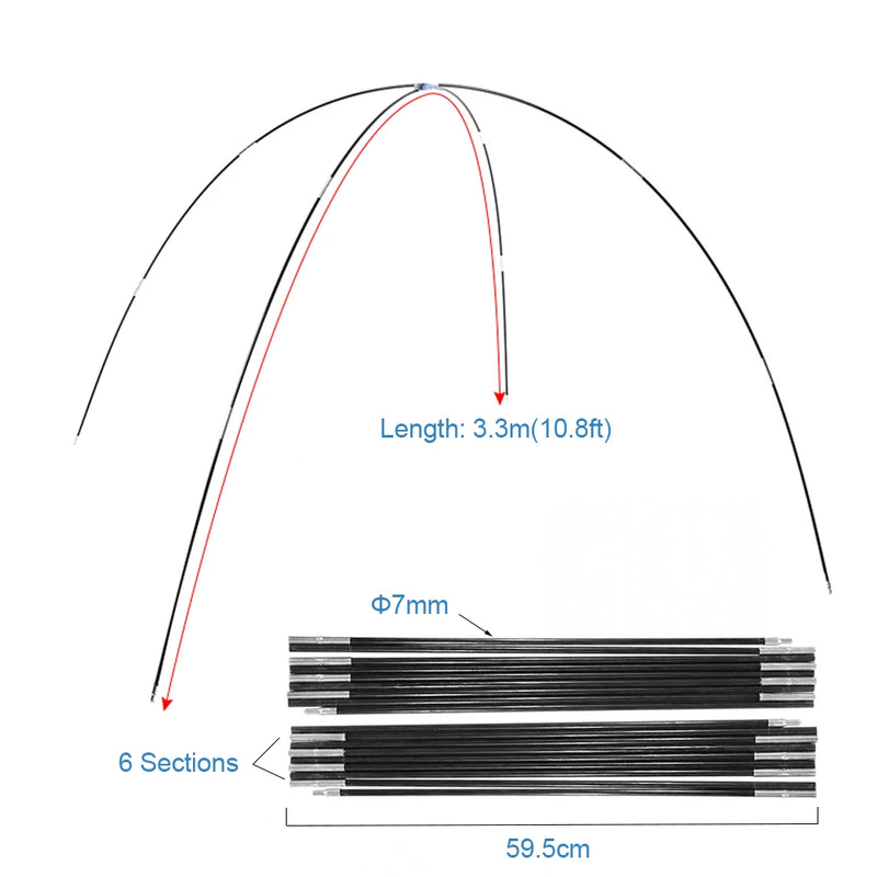 Load image into Gallery viewer, 1 Pair 3/3.3/4/4.48/4.9m Fiberglass Tent Rod Camping Tent Pole Bars Support Rods Awning Frames Kit Hiking Travel Canopies Parts
