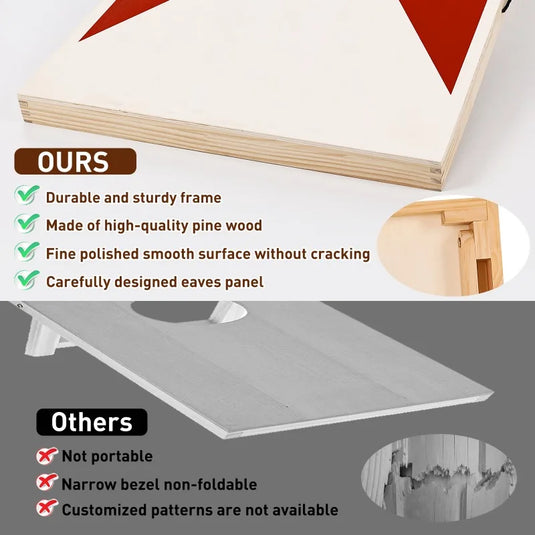 Solid Wood Cornhole Game Set – Premium Tailgate Boards with 8 Regulation Toss Bags