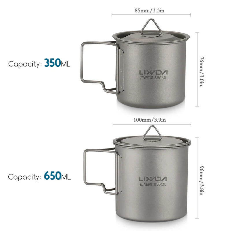 Load image into Gallery viewer, Ultralight Titanium Camp Mug | 300ml–750ml Foldable Handle Cup | Outdoor Camping Picnic Drinkware
