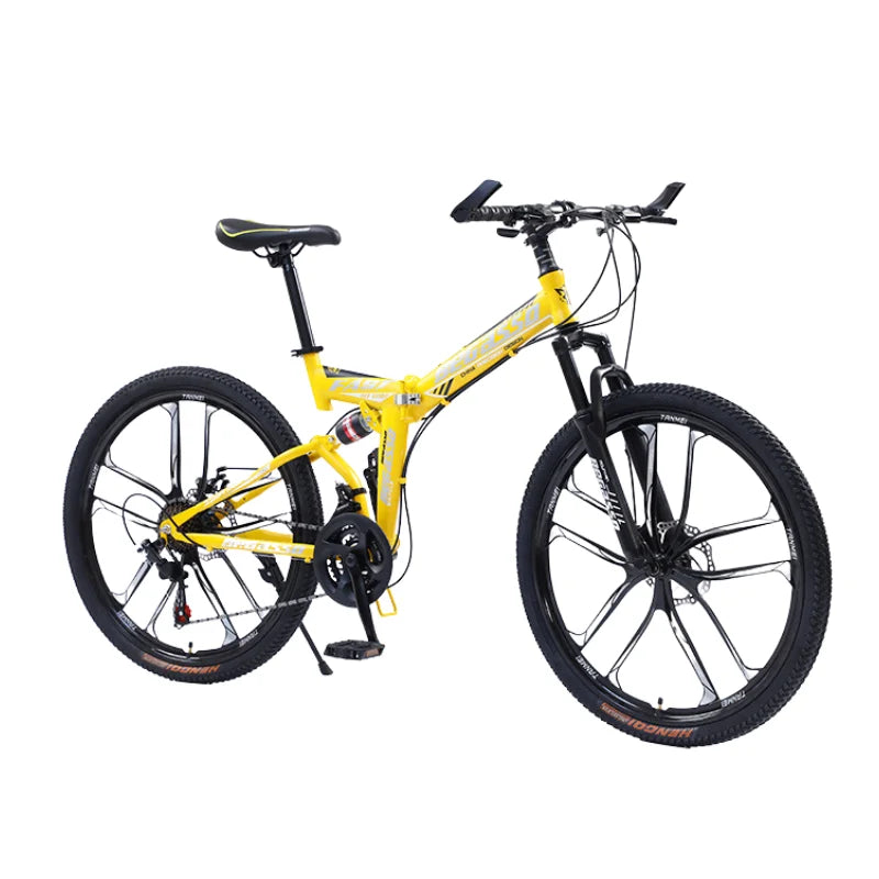 Load image into Gallery viewer, Gear-Shifting Folding Mountain Bike – 26-Inch, 24-Speed, Soft-Tail Carbon Steel Frame
