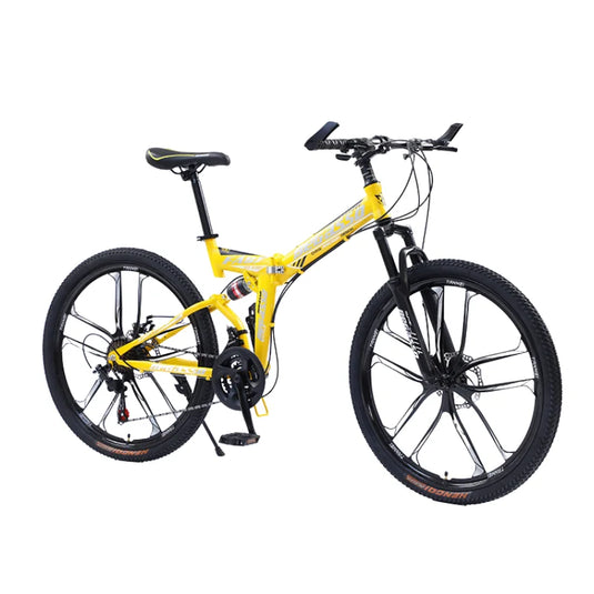 Gear-Shifting Folding Mountain Bike – 26-Inch, 24-Speed, Soft-Tail Carbon Steel Frame