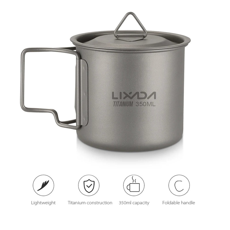 Load image into Gallery viewer, Ultralight Titanium Camp Mug | 300ml–750ml Foldable Handle Cup | Outdoor Camping Picnic Drinkware
