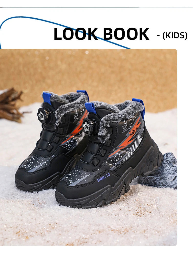 Load image into Gallery viewer, New Children Snow Boots Trendy All-match Kid Winter Thick Bottom Cotton Shoe Mid Top Warm Girl Boy Anti-slip Wear-resistant Boot
