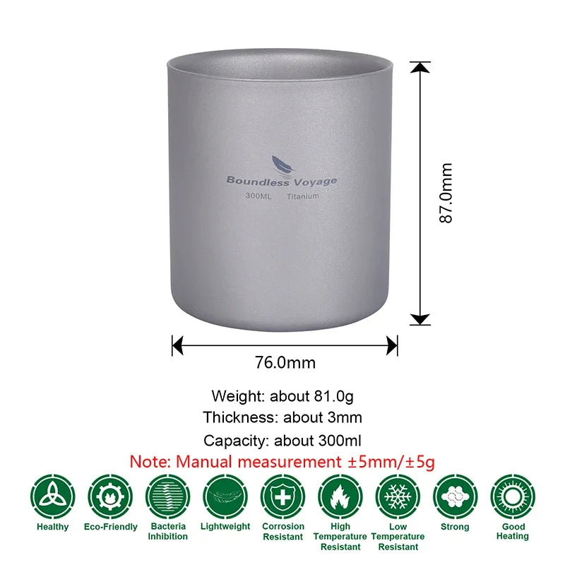 Load image into Gallery viewer, Titanium Double Wall Camp Cup Set | 120ml–450ml Insulated Teacup Coffee Mug | Outdoor Tableware
