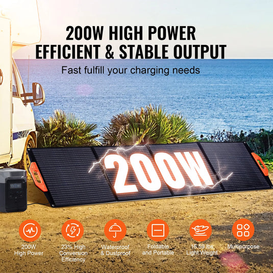 200W Foldable Monocrystalline ETFE Solar Panel | Portable Waterproof Solar Charger | Power Station Compatible