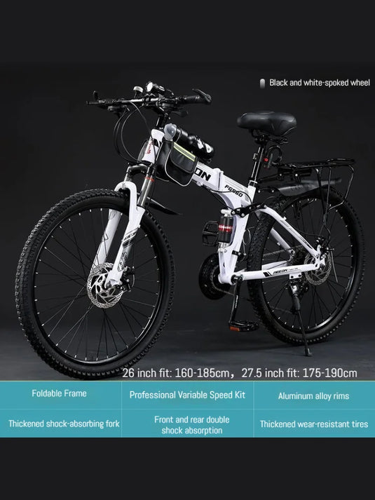 27.5-Inch Folding Mountain Bike – Off-Road, Shock-Absorbing Bicycle with Disc Brakes