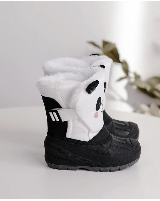 Winter Children Snow Boots Girls High-top Princess Boots Boys Anti-kick Thicken Cotton Shoes Baby Soft Waterproof Cartoon Boots