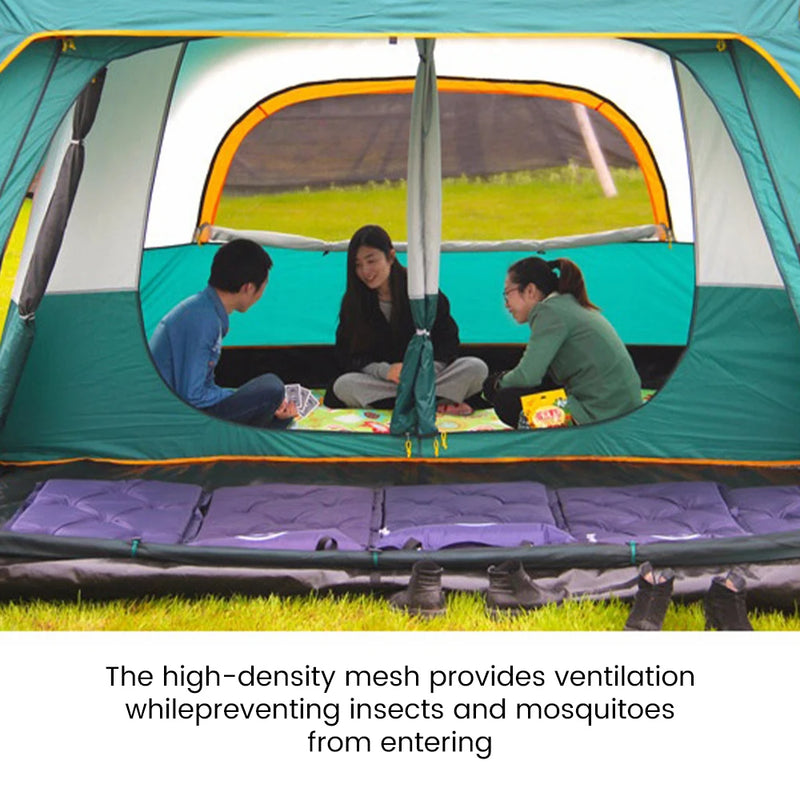 Load image into Gallery viewer, 10-Person Waterproof Family Camping Tent – Instant Setup with Dual Bedrooms &amp; Living Room
