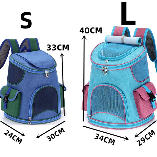 Breathable Pet Travel Backpack Comfortable Carrier with Side Pockets for Small Dogs & Cats