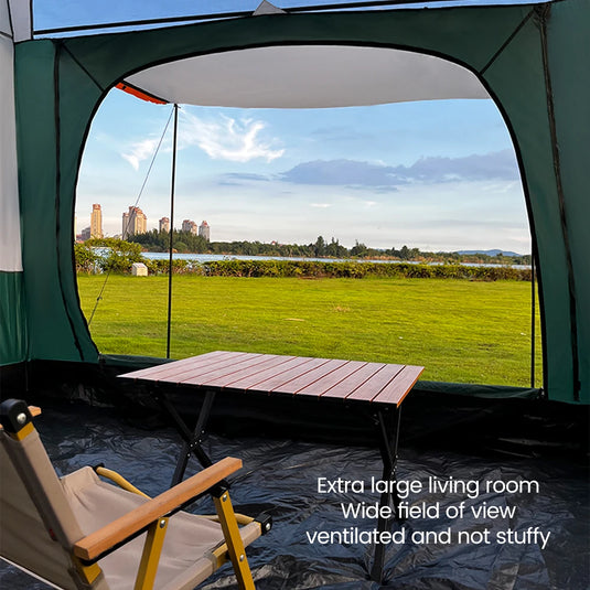 10-Person Waterproof Family Camping Tent – Instant Setup with Dual Bedrooms & Living Room